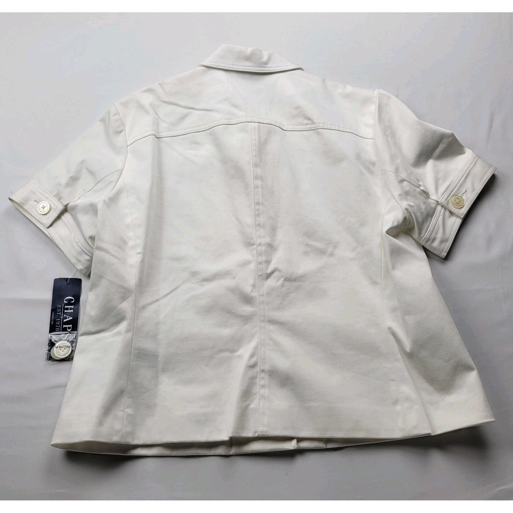 Chaps White Short Sleeve Button Front Jacket Women's XL - Picture 5 of 5